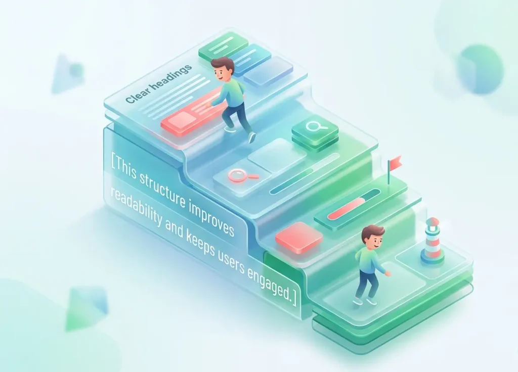 this structure improves readability and keeps users engaged.